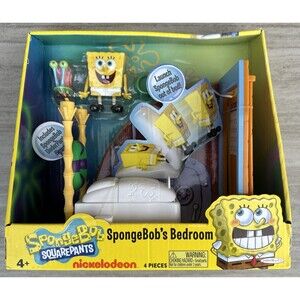SpongeBob's Bedroom with Spongebob and Gary Figures RARE Toy Playset 2010 Jakks